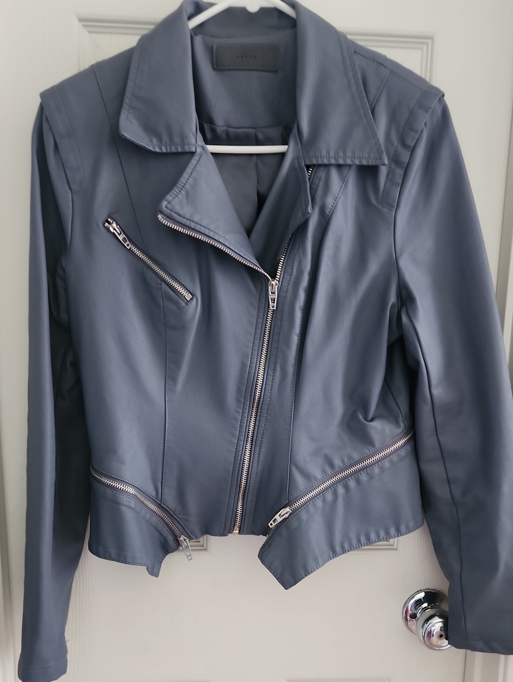 Blank NYC Slate Blue Faux Leather Moto Jacket
